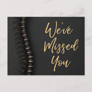 Black Spine We've Missed You Chiropractic Recall  Postcard