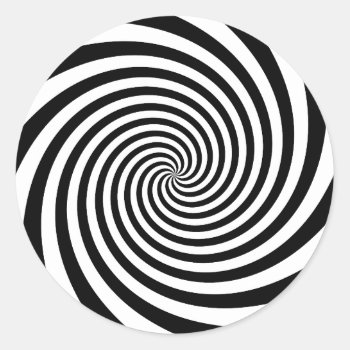 Black Spiral Classic Round Sticker by designs4you at Zazzle