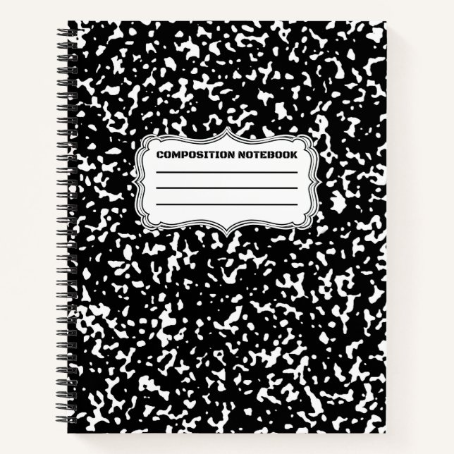 Black Spiral Graph Paper Composition Notebook  (Front)