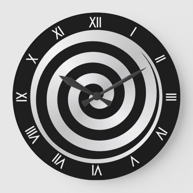 Black Spiral Hypnotic Wall Clock (Front)
