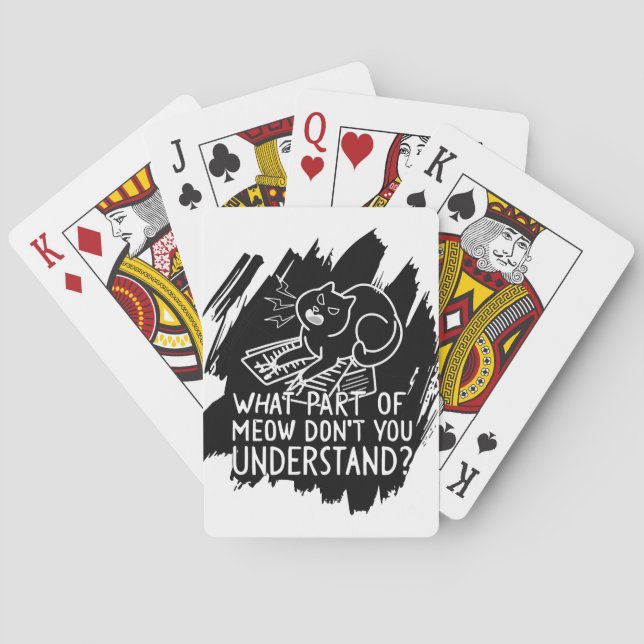 Black Splash Funny Cat Quote Poker Cards (Back)