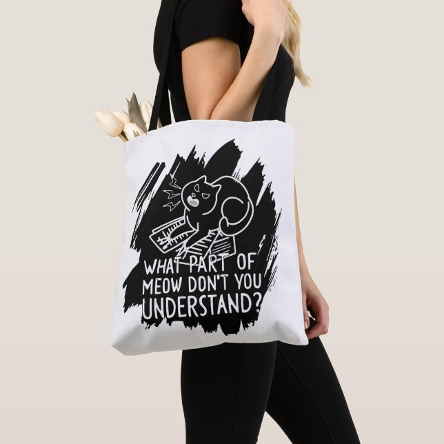 Black Splash Funny Cat Quote Tote Bag (Close Up)