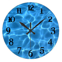 Black Splash Numbers Aqua Blue Swimming Pool Large Clock Black Splash Numbers Aqua Blue Swimming Pool Large Clock