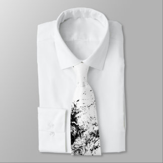 Black Splashed White Neck Tie