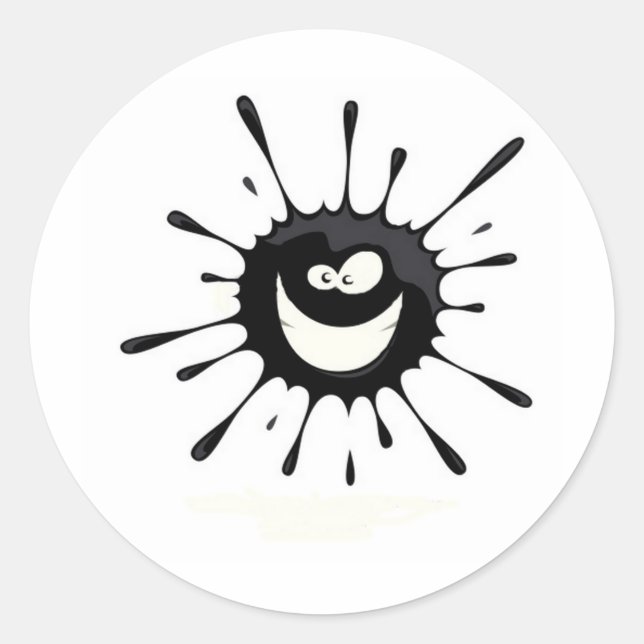 Black Splat Classic Round Sticker (Front)