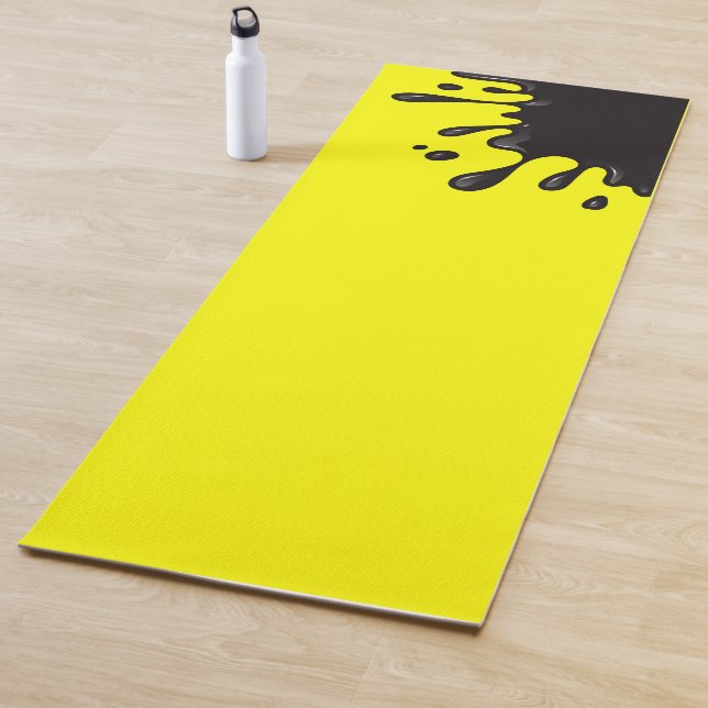 Black splat on Yellow Yoga Mat (In Situ)