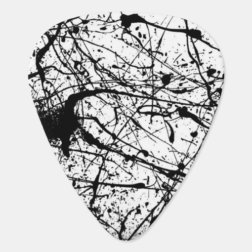Black Splatter on White guitar pick Zazzle