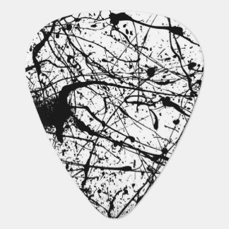 Black Splatter on White guitar pick
