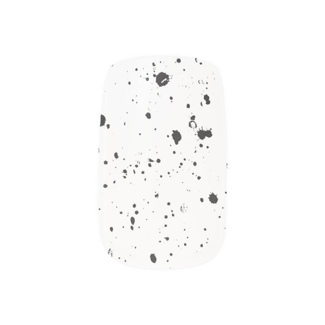 Black Splatter Paint Nail Art (Left Thumb)