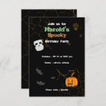 Black Spooky Halloween Birthday Invitation<br><div class="desc">Black Spooky Halloween Birthday Invitation. Do you love Halloween? Do you have a birthday during the Halloween season? An invitation like this is a good choice. A black invitation with a creepy pumpkin , a scary skull , disgusting spiders and bats. All texts are editable. Make your changes and make...</div>