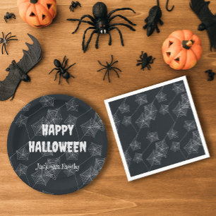 Black Spooky Halloween customizable Paper Plates