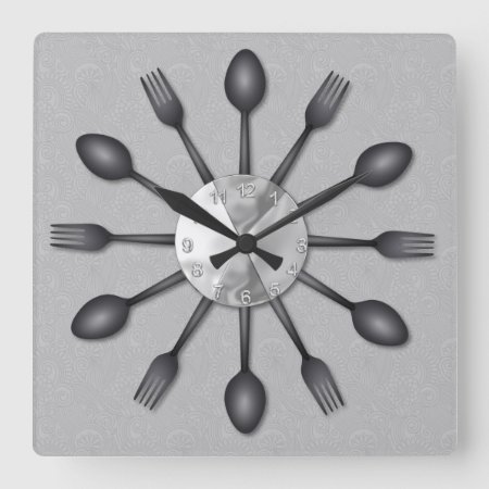 Black Spoons And Forks Wall Clock