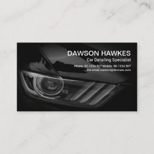 Black Sports Car Headlights Auto Detailing Business Card