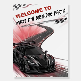 Black Sports Car Racing Kids Birthday Party Foam Board