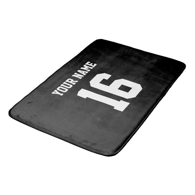 Black Sporty Team Jersey Bathroom Mat (Angled)
