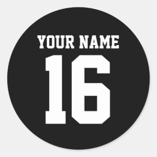 Black Sporty Team Jersey Classic Round Sticker