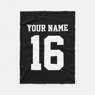 Black Sporty Team Jersey Fleece Blanket