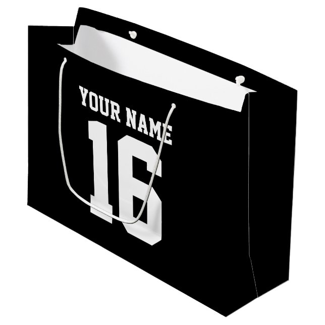 Black Sporty Team Jersey Large Gift Bag (Front Angled)