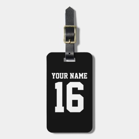 Black Sporty Team Jersey Luggage Tag