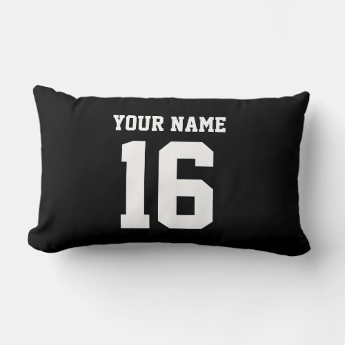 Black Sporty Team Jersey Lumbar Pillow