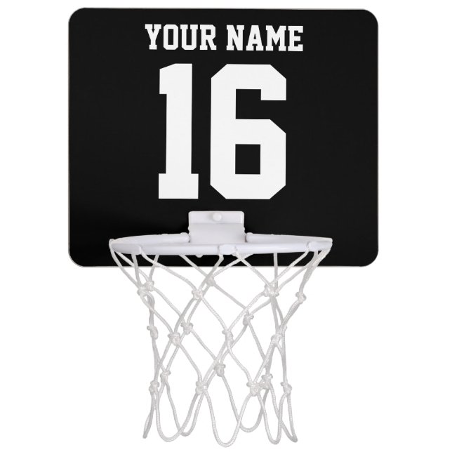 Black Sporty Team Jersey Mini Basketball Hoop (Front)