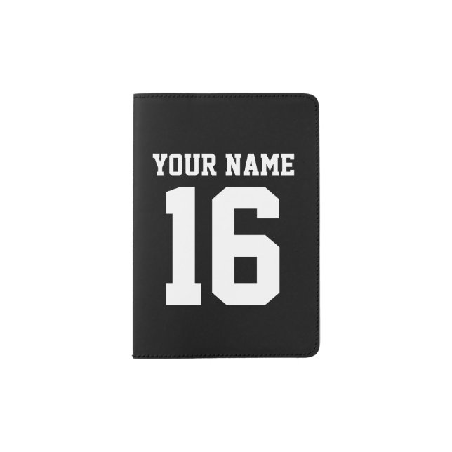 Black Sporty Team Jersey Passport Holder (Front)