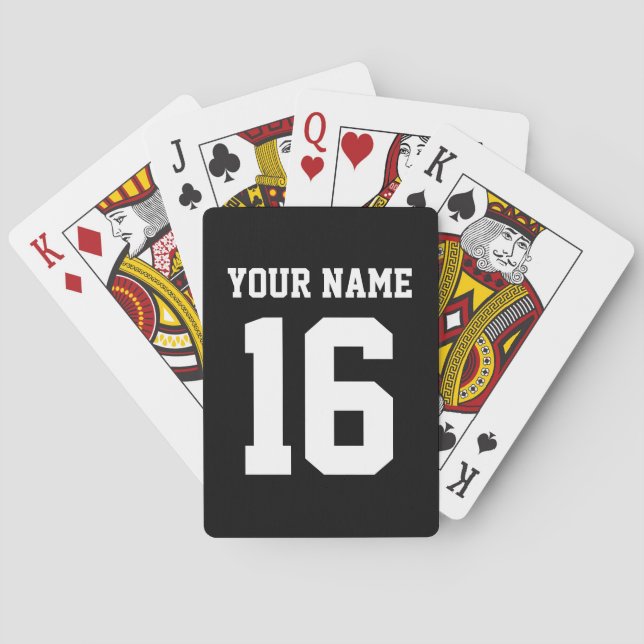 Black Sporty Team Jersey Poker Cards (Back)