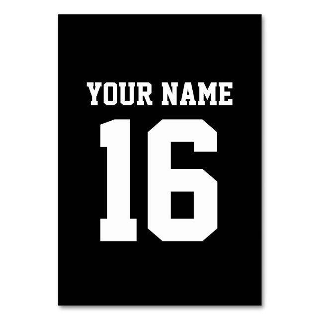 Black Sporty Team Jersey Table Number (Front)