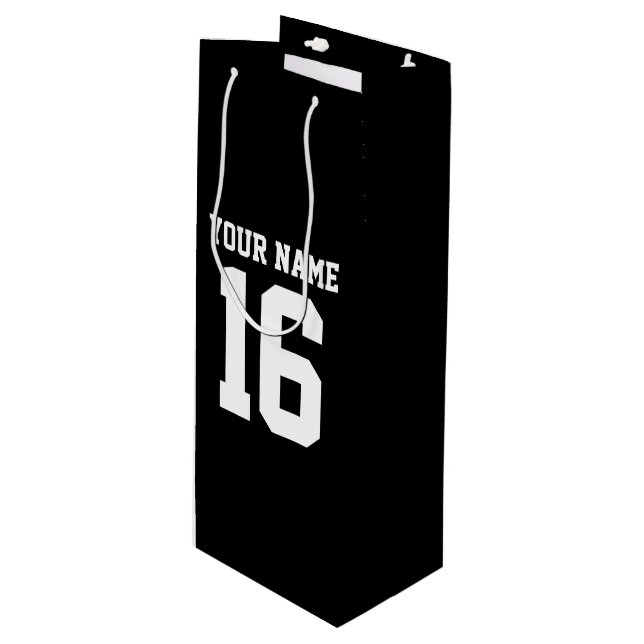 Black Sporty Team Jersey Wine Gift Bag (Front Angled)