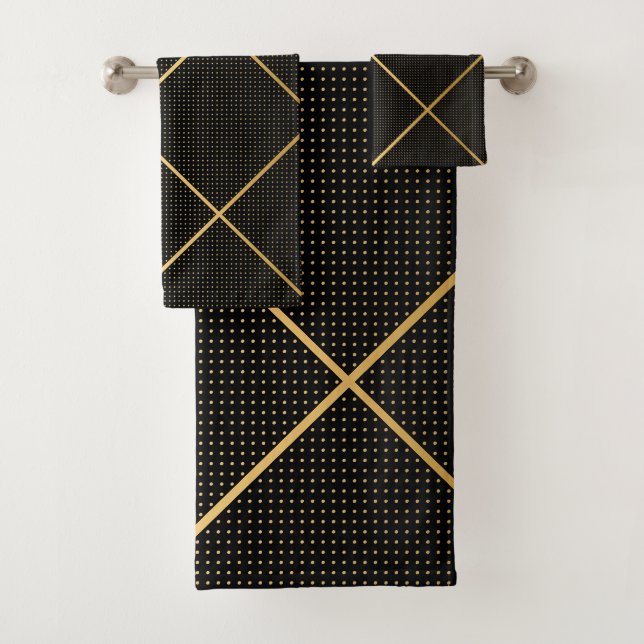 BLACK SPOT GOLD BATHROOM TOWEL SET (Insitu)