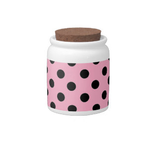 Black Spot Polka Dot On Pink Candy Jar