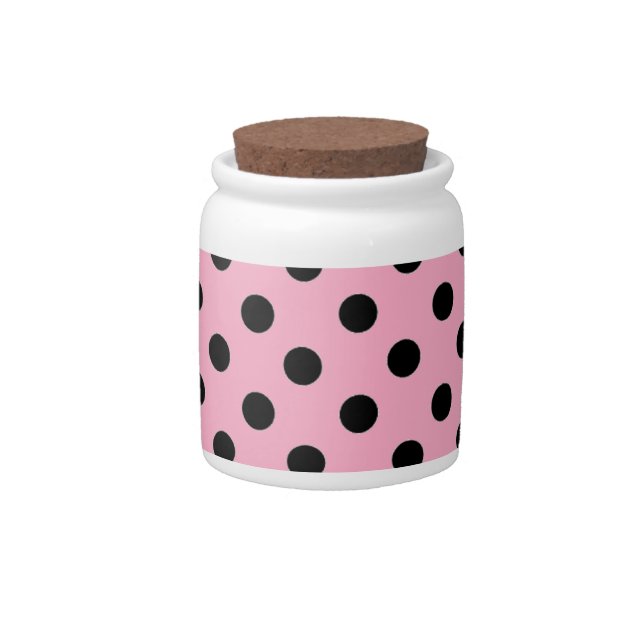 Black Spot Polka Dot On Pink Candy Jar (Front)