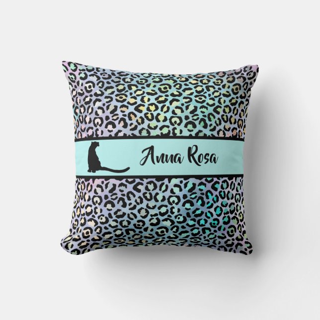 *~* Black Spots - Leopard Rainbow Animal Pattern  Throw Pillow (Front)