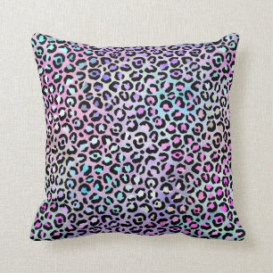 *~* Black Spots Leopard Rainbow Animal Print Throw Pillow