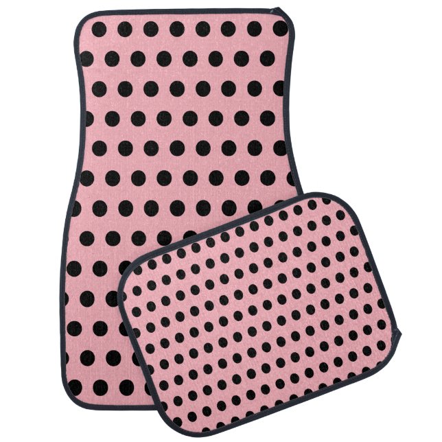 Black spots on French pink background Car Floor Mat (Set)