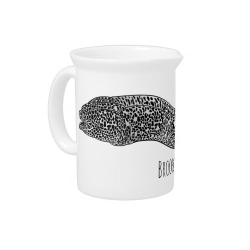Black spotted moray eel cartoon illustration beverage pitcher