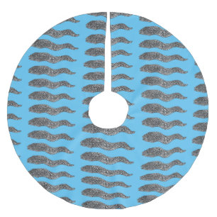 Black spotted moray eel cartoon illustration brushed polyester tree skirt