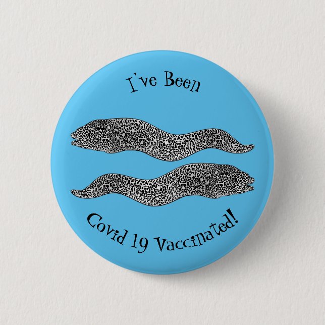 Black spotted moray eel cartoon illustration  button (Front)