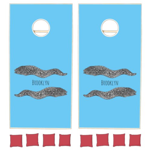 Black spotted moray eel cartoon illustration  cornhole set