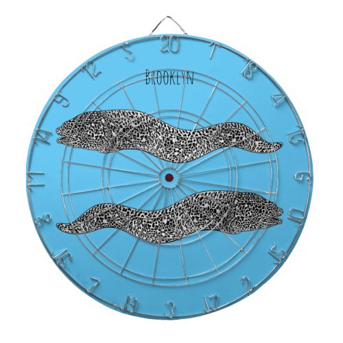 Black spotted moray eel cartoon illustration dart board