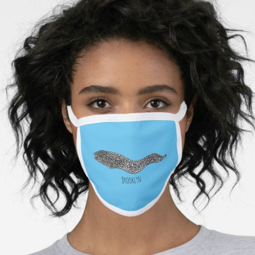 Black spotted moray eel cartoon illustration face mask