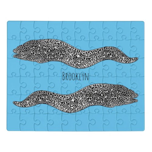 Black spotted moray eel cartoon illustration jigsaw puzzle