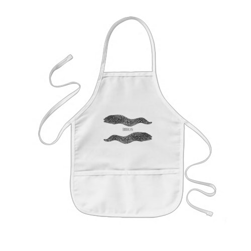 Black spotted moray eel cartoon illustration kids apron