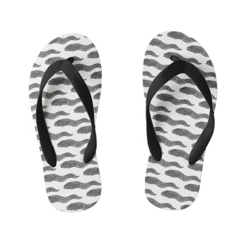 Black spotted moray eel cartoon illustration kids flip flops