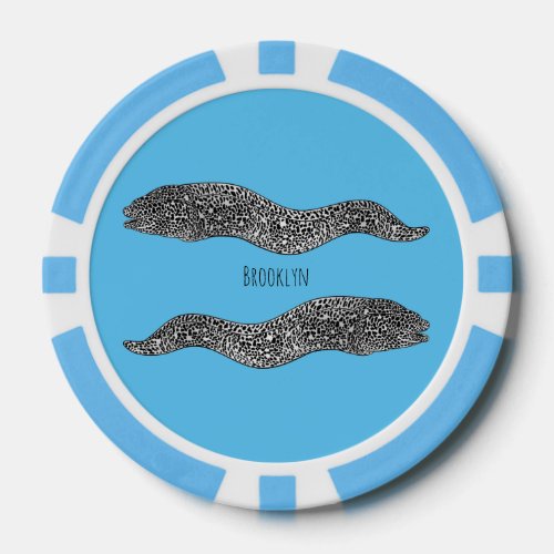 Black spotted moray eel cartoon illustration  poker chips