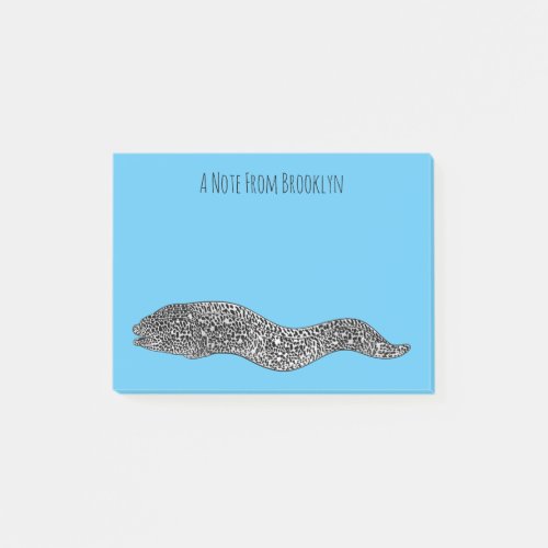 Black spotted moray eel cartoon illustration  post_it notes