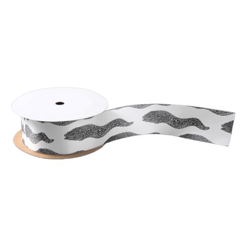 Black spotted moray eel cartoon illustration satin ribbon