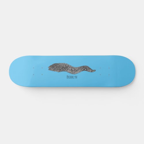 Black spotted moray eel cartoon illustration skateboard