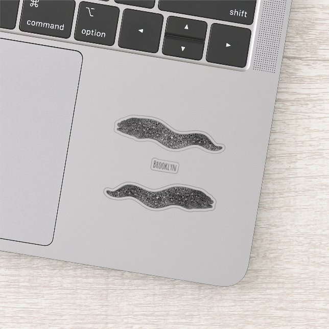 Black spotted moray eel cartoon illustration  sticker (Detail)