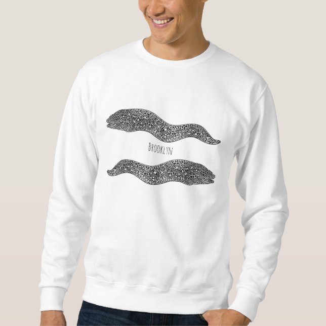 Black spotted moray eel cartoon illustration  sweatshirt (Front)